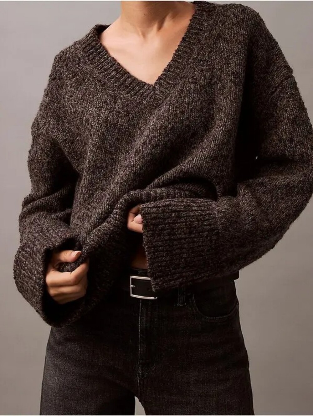 Calvin Klein Studio Melange Wool V-Neck Sweater $349
